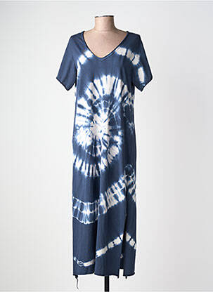 Robe longue manches courtes manches courtes bleu fonce FARFALLA femme