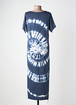 Robe longue manches courtes manches courtes bleu fonce FARFALLA femme