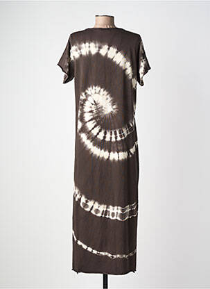 Robe longue manches courtes manches courtes marron FARFALLA femme