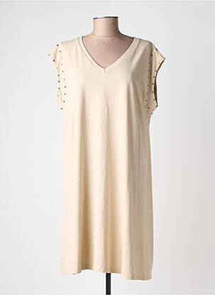 Robe mi-longue manches courtes manches courtes beige ANDROMEDE femme