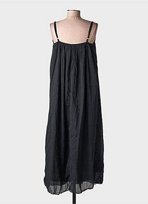 Robe longue tissage popeline fines bretelles noir NEW COLLECTION femme