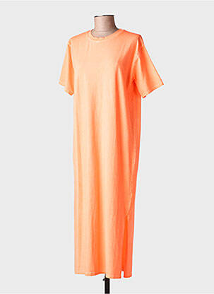 Robe longue manches courtes manches courtes orange FARFALLA femme