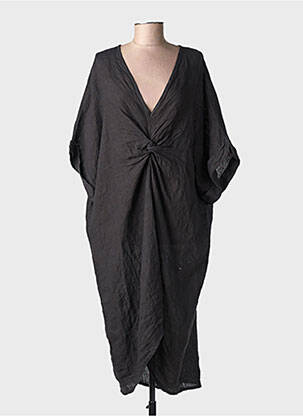 Robe longue manches courtes manches courtes noir MADE IN ITALY femme