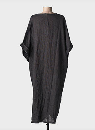 Robe longue manches courtes manches courtes noir MADE IN ITALY femme