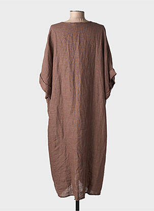 Robe longue manches courtes manches courtes marron MADE IN ITALY femme