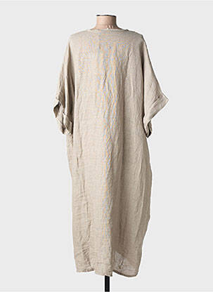 Robe longue manches courtes manches courtes beige MADE IN ITALY femme
