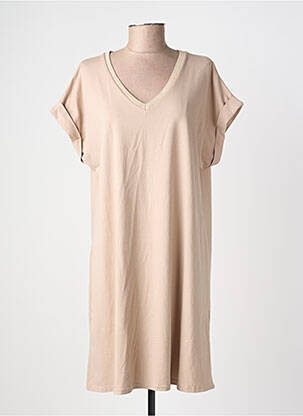 Robe mi-longue manches courtes manches courtes marron IZZY femme
