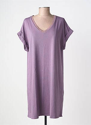 Robe mi-longue manches courtes manches courtes violet IZZY femme