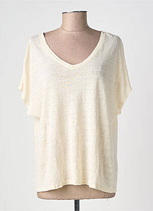 T-shirt col v manches courtes jaune IZZY femme