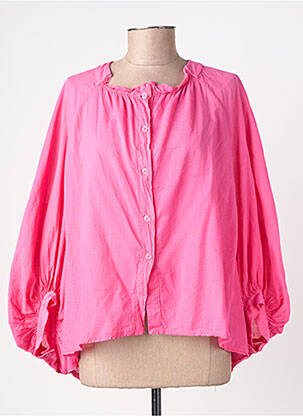 Chemisier tissage popeline manches 3/4 rose GIGI femme