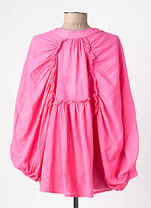 Chemisier tissage popeline manches 3/4 rose GIGI femme