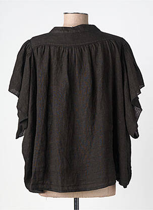 Chemisier manches courtes manches courtes noir FARFALLA femme