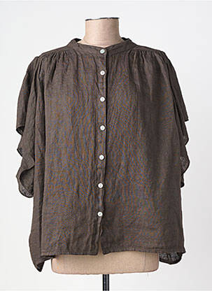 Chemisier manches courtes manches courtes marron FARFALLA femme