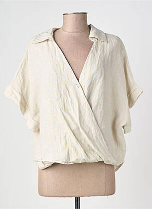 Blouse tissage crêpe manches courtes gris FARFALLA femme