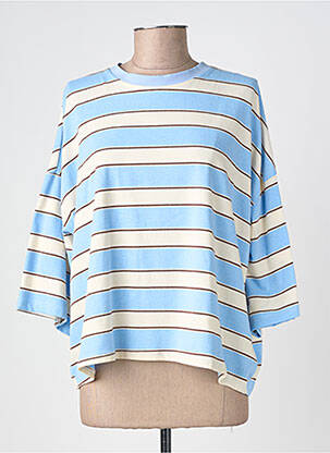 Pull stretch manches 3/4 bleu IZZY femme