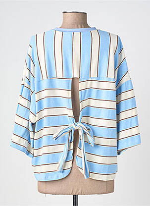 Pull stretch manches 3/4 bleu IZZY femme