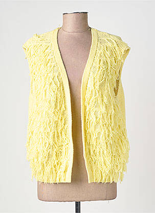 Gilet sans manche col v jaune IZZY femme