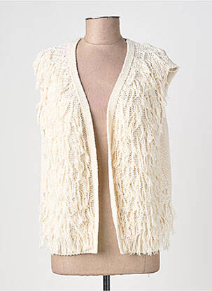 Gilet sans manche col v beige IZZY femme