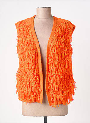 Gilet sans manche col v orange IZZY femme