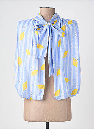 Blouse tissage popeline sans manche bleu FARFALLA femme