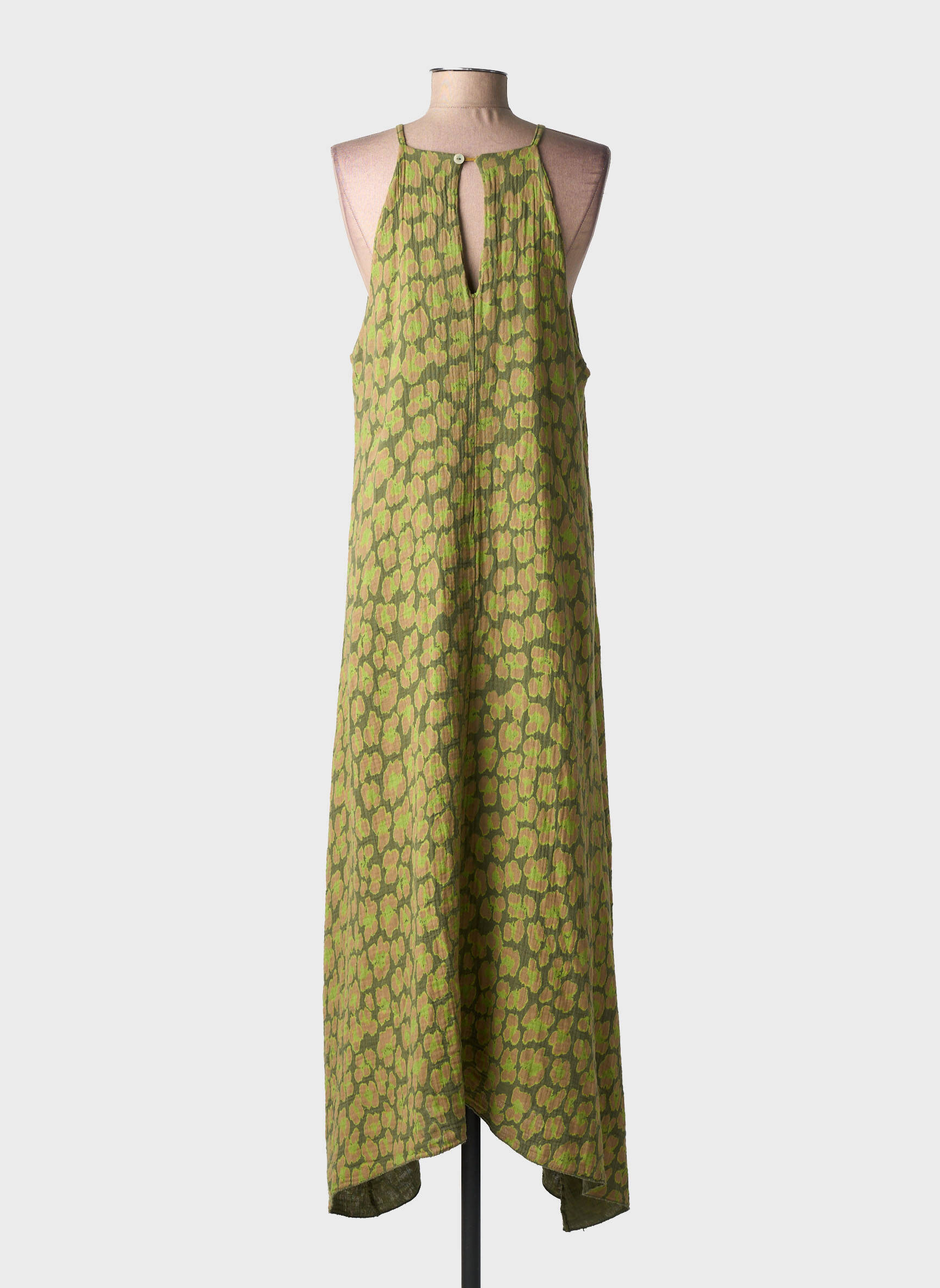Robe longue manches longues manches longues vert FARFALLA femme