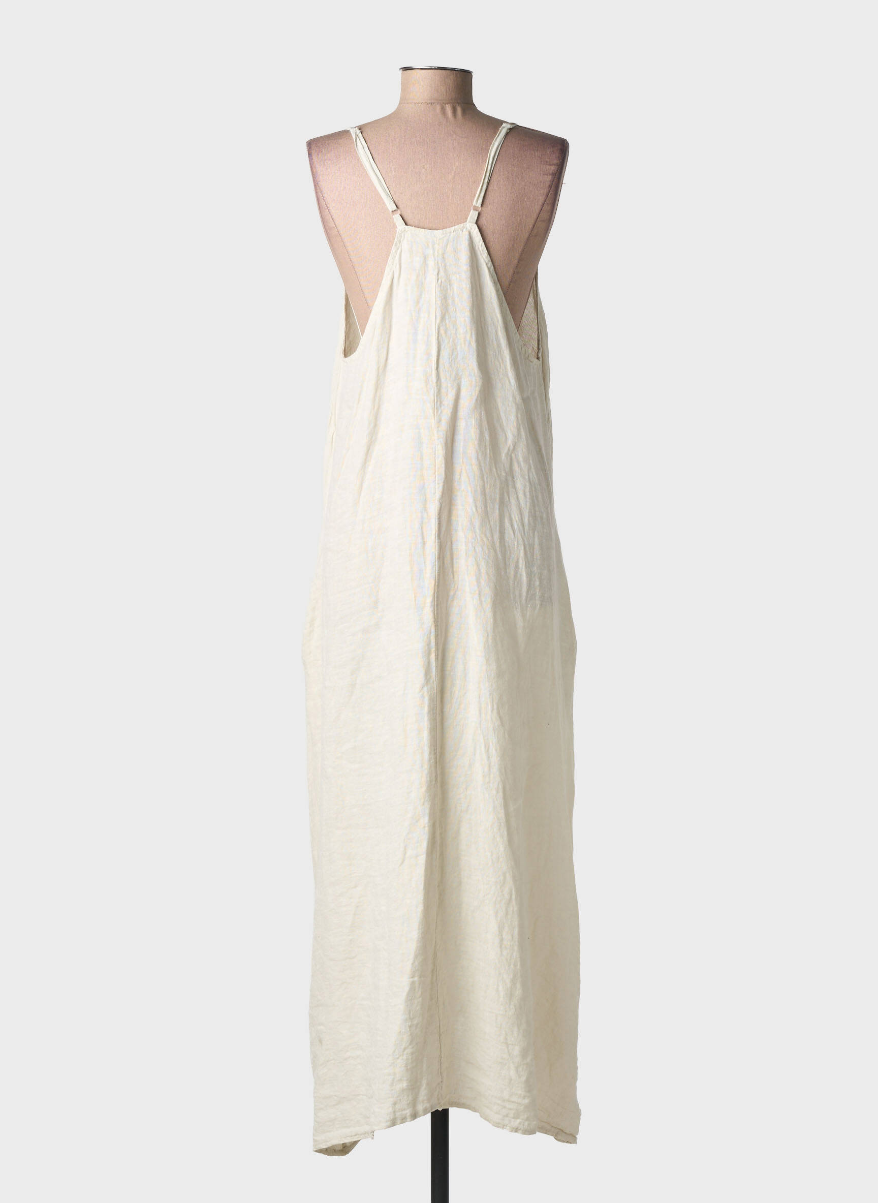 Robe longue tissage crêpe fines bretelles gris MADE IN ITALY femme