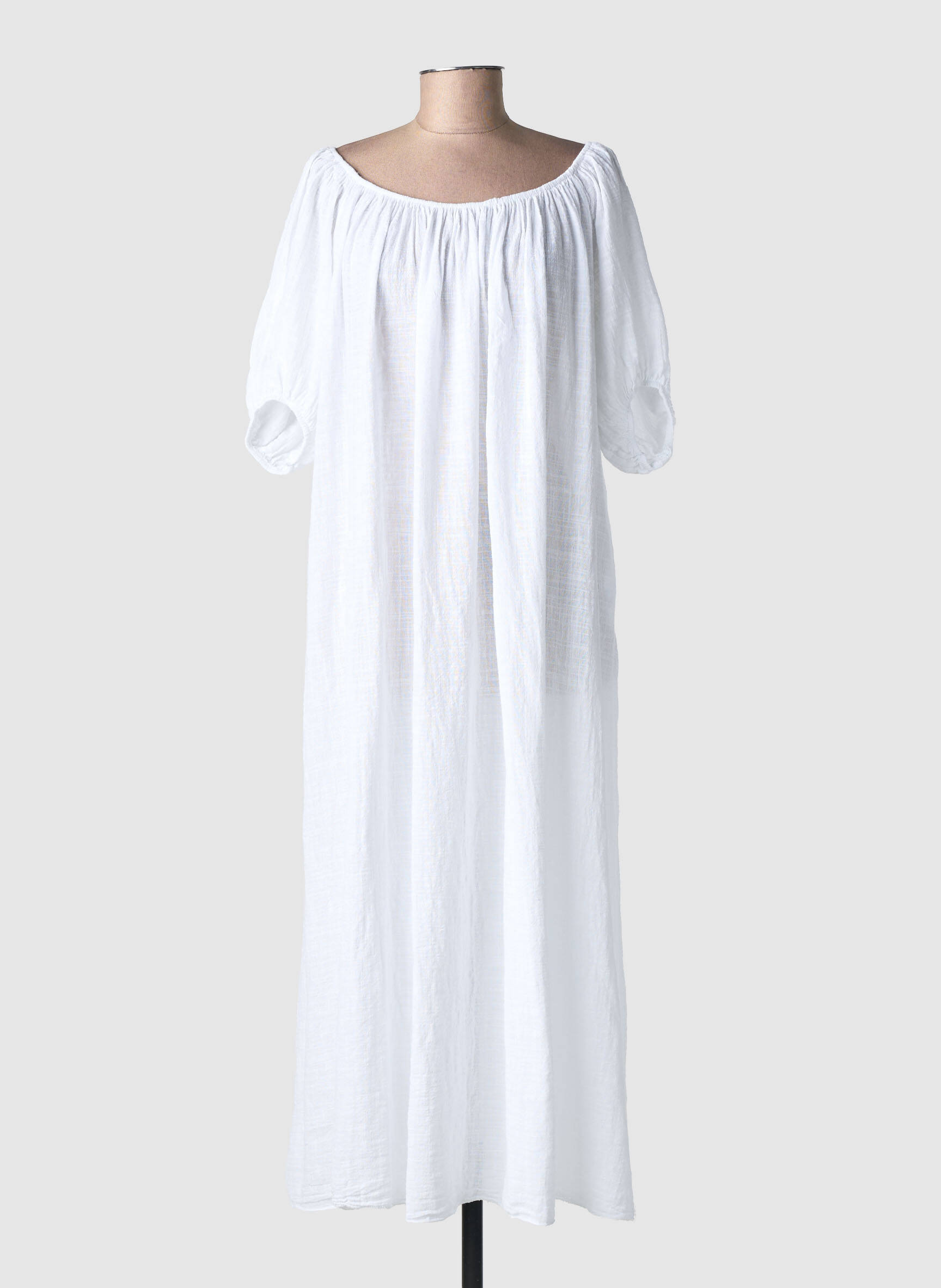 Robe longue manches courtes manches courtes blanc ANDROMEDE femme