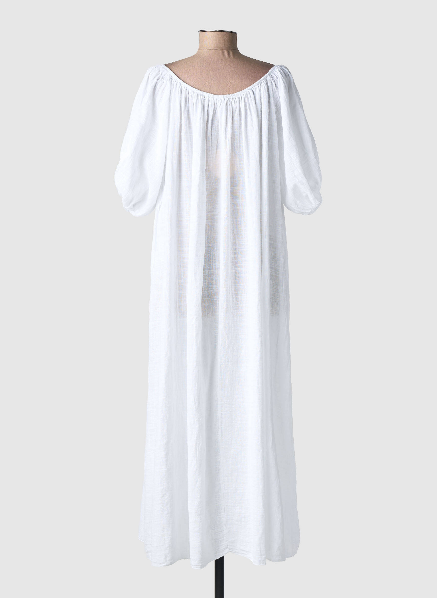 Robe longue manches courtes manches courtes blanc ANDROMEDE femme
