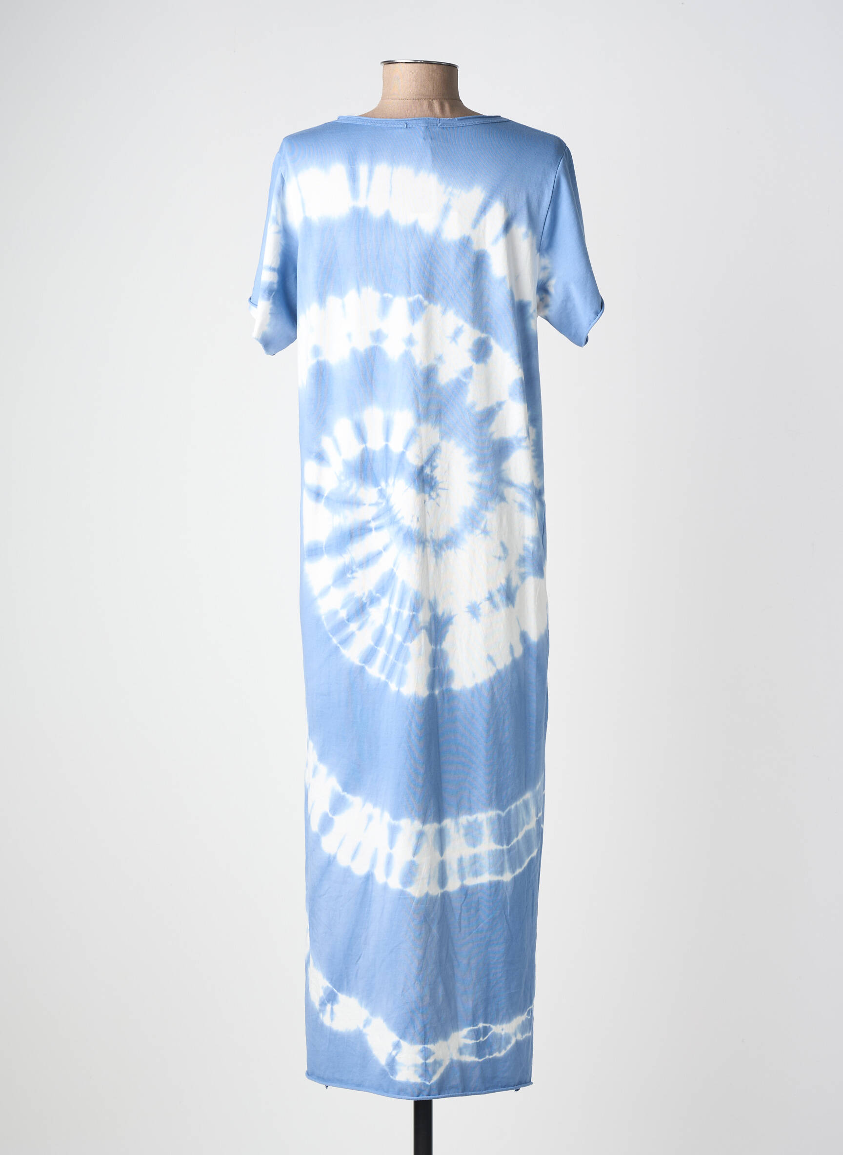 Robe longue manches courtes manches courtes bleu FARFALLA femme