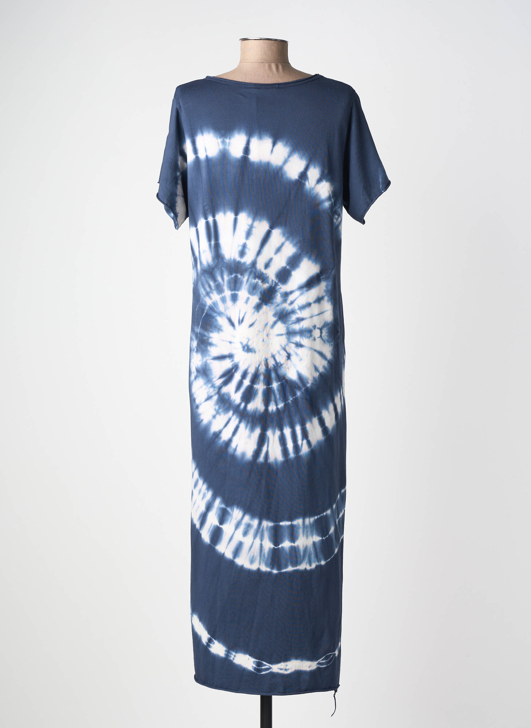 Robe longue manches courtes manches courtes bleu fonce FARFALLA femme