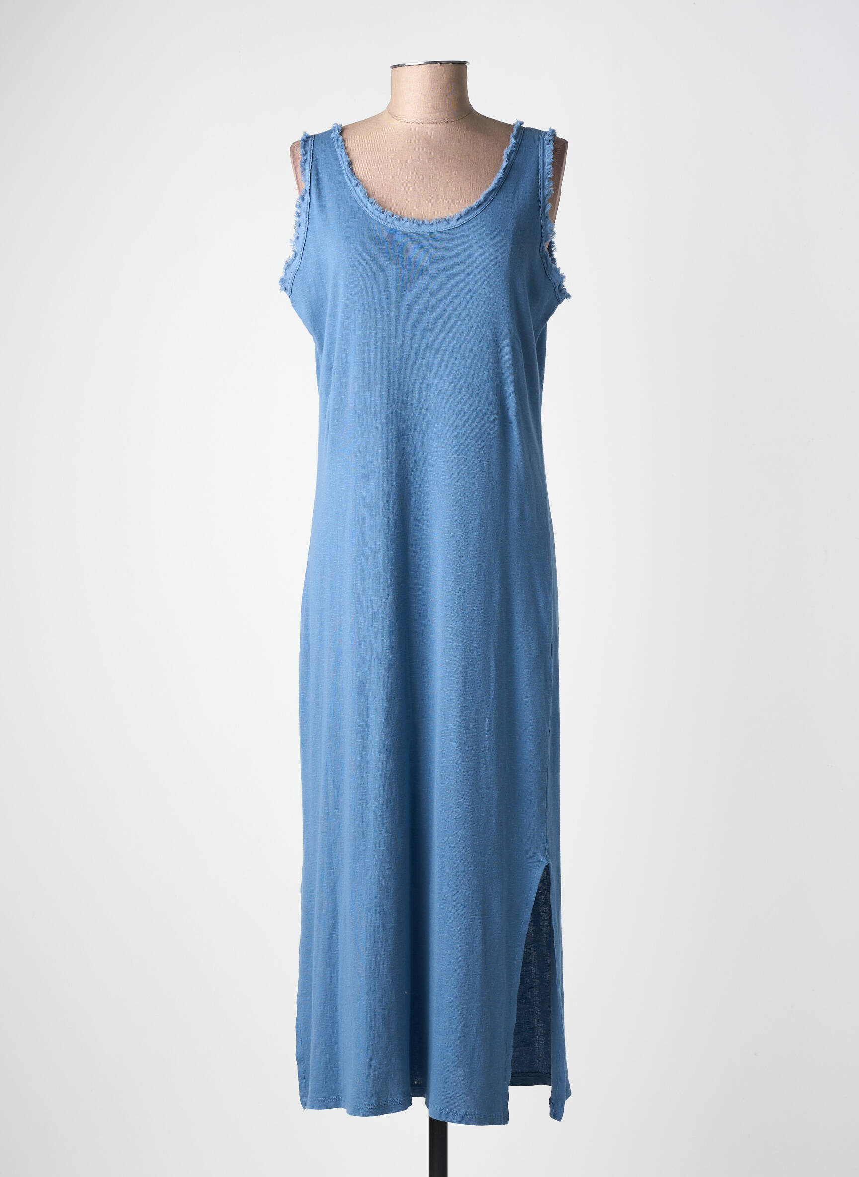 Robe longue sans manche sans manche bleu MADE IN ITALY femme