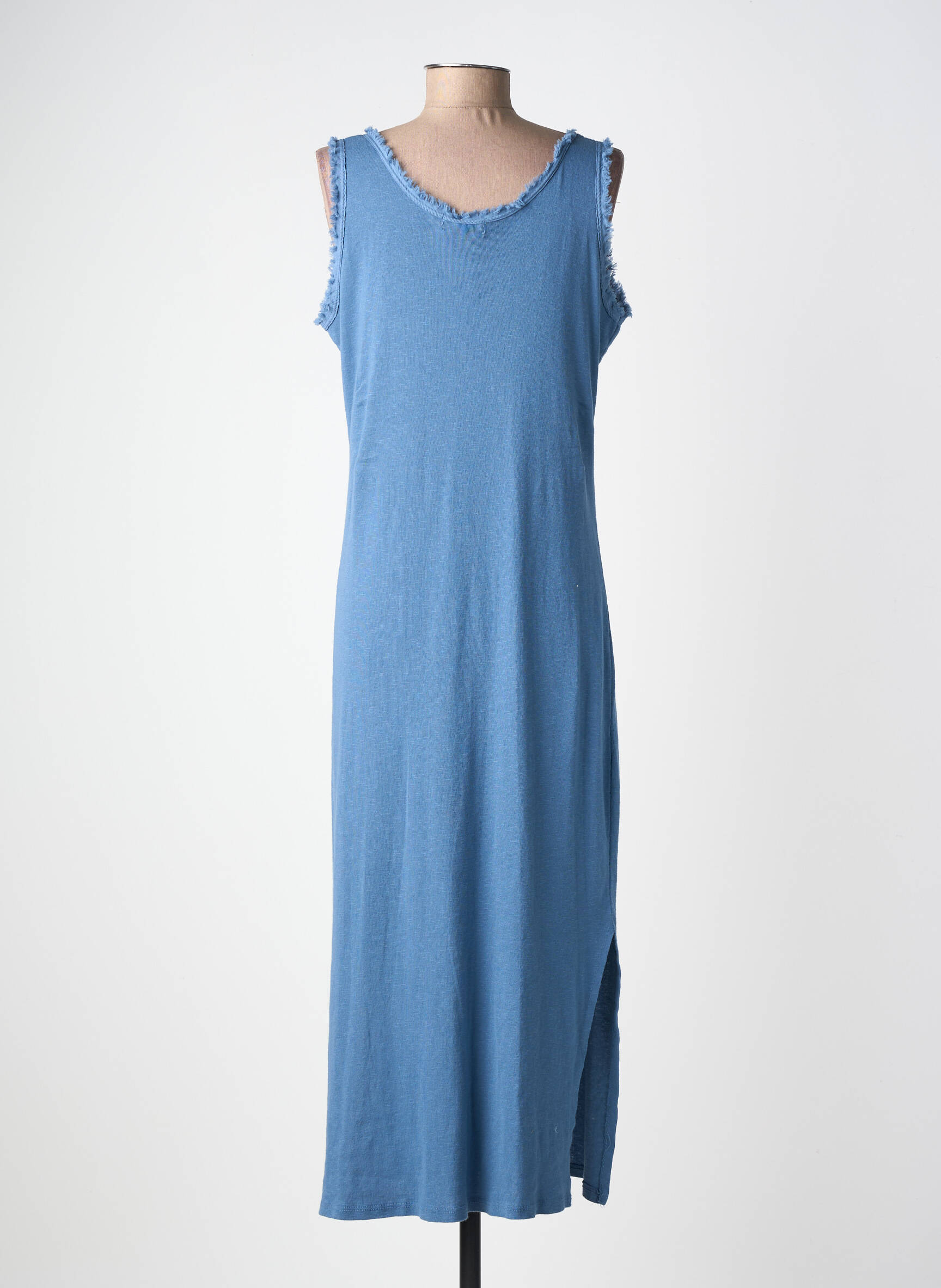 Robe longue sans manche sans manche bleu MADE IN ITALY femme