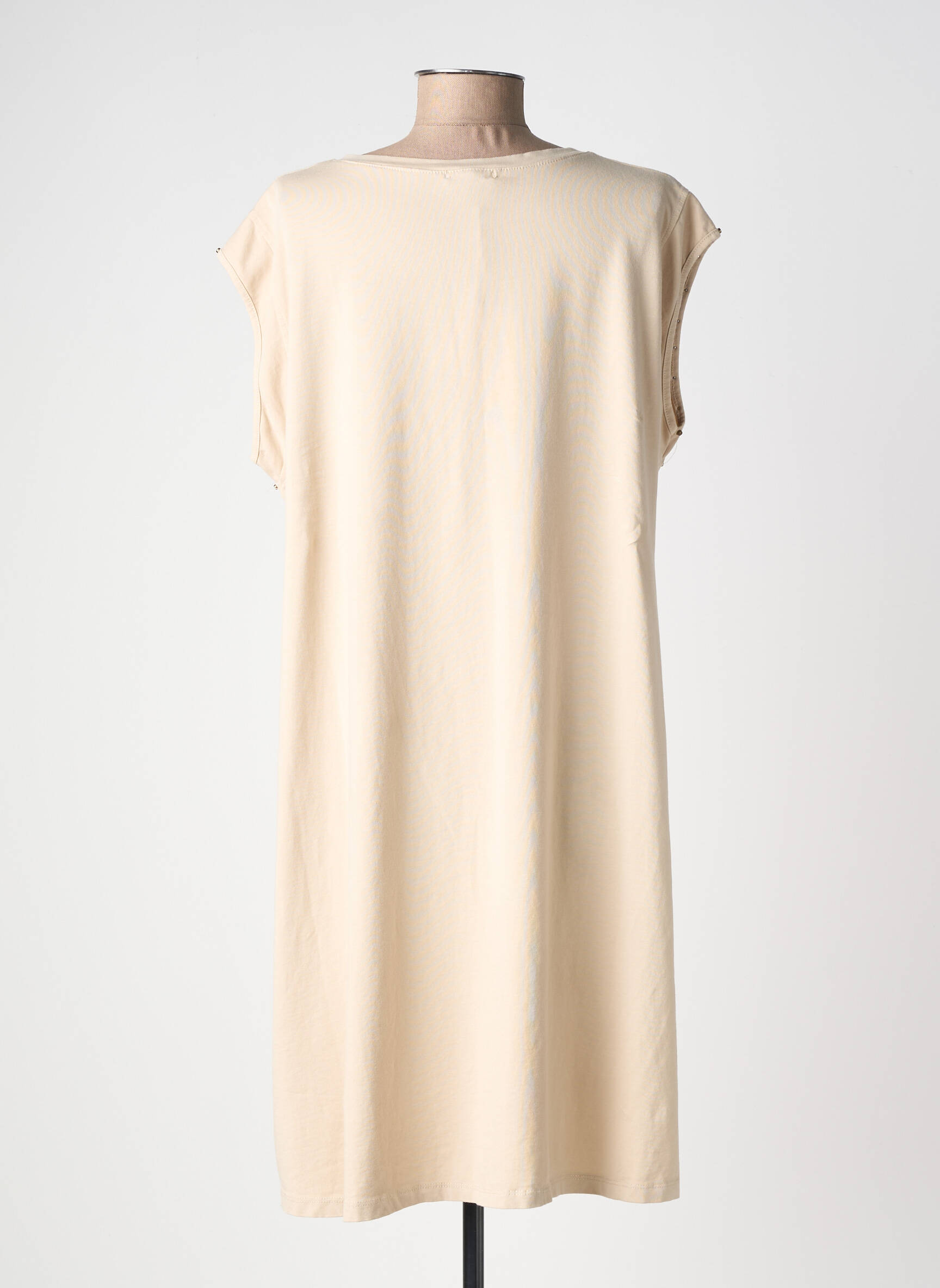 Robe mi-longue manches courtes manches courtes beige ANDROMEDE femme
