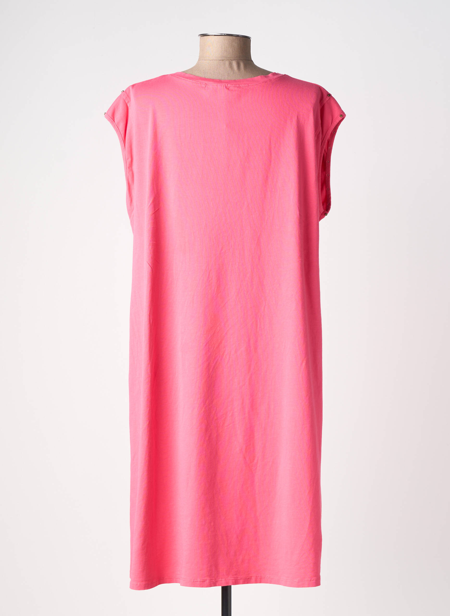 Robe mi-longue manches courtes manches courtes rose ANDROMEDE femme