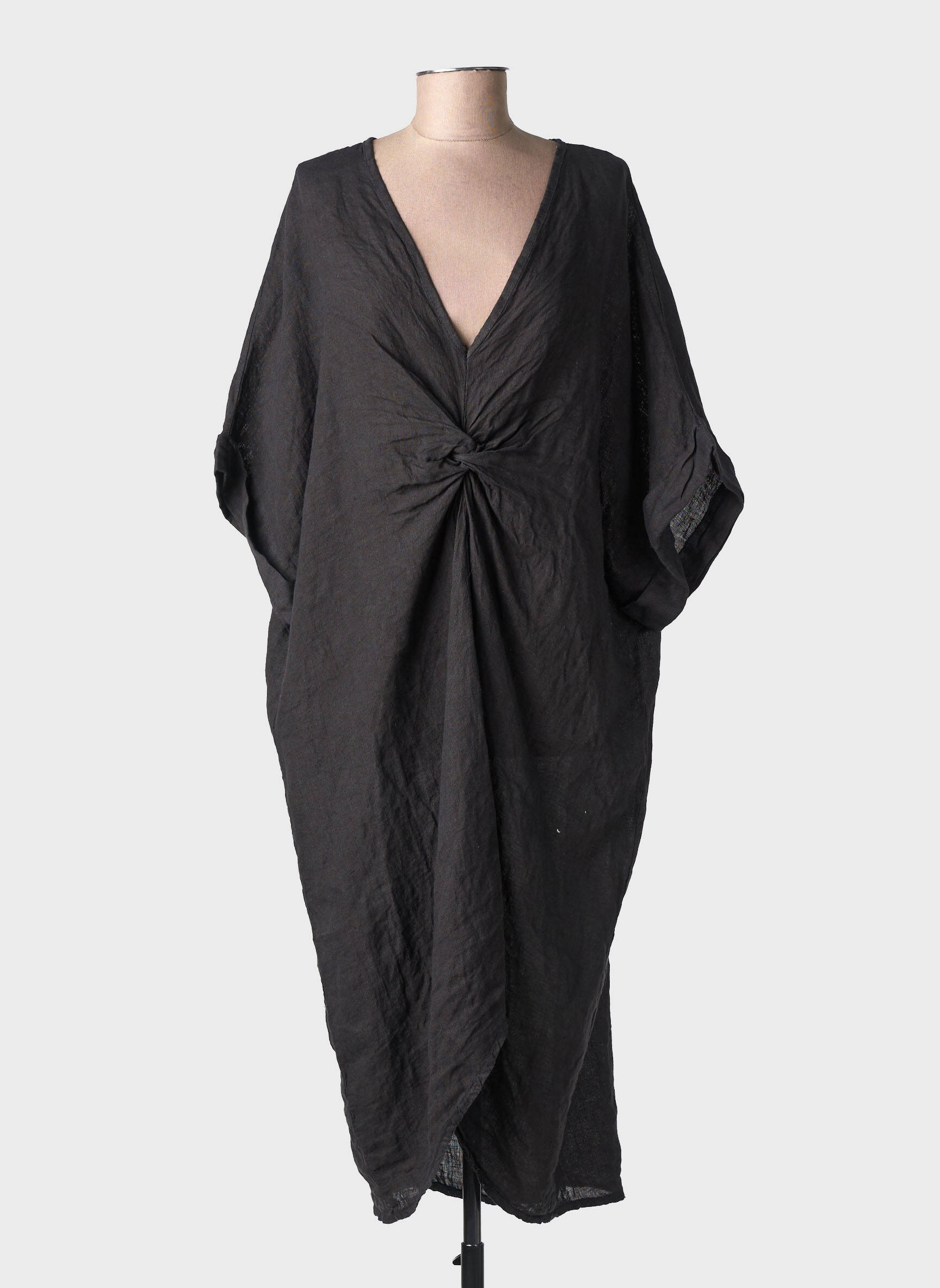 Robe longue manches courtes manches courtes noir MADE IN ITALY femme