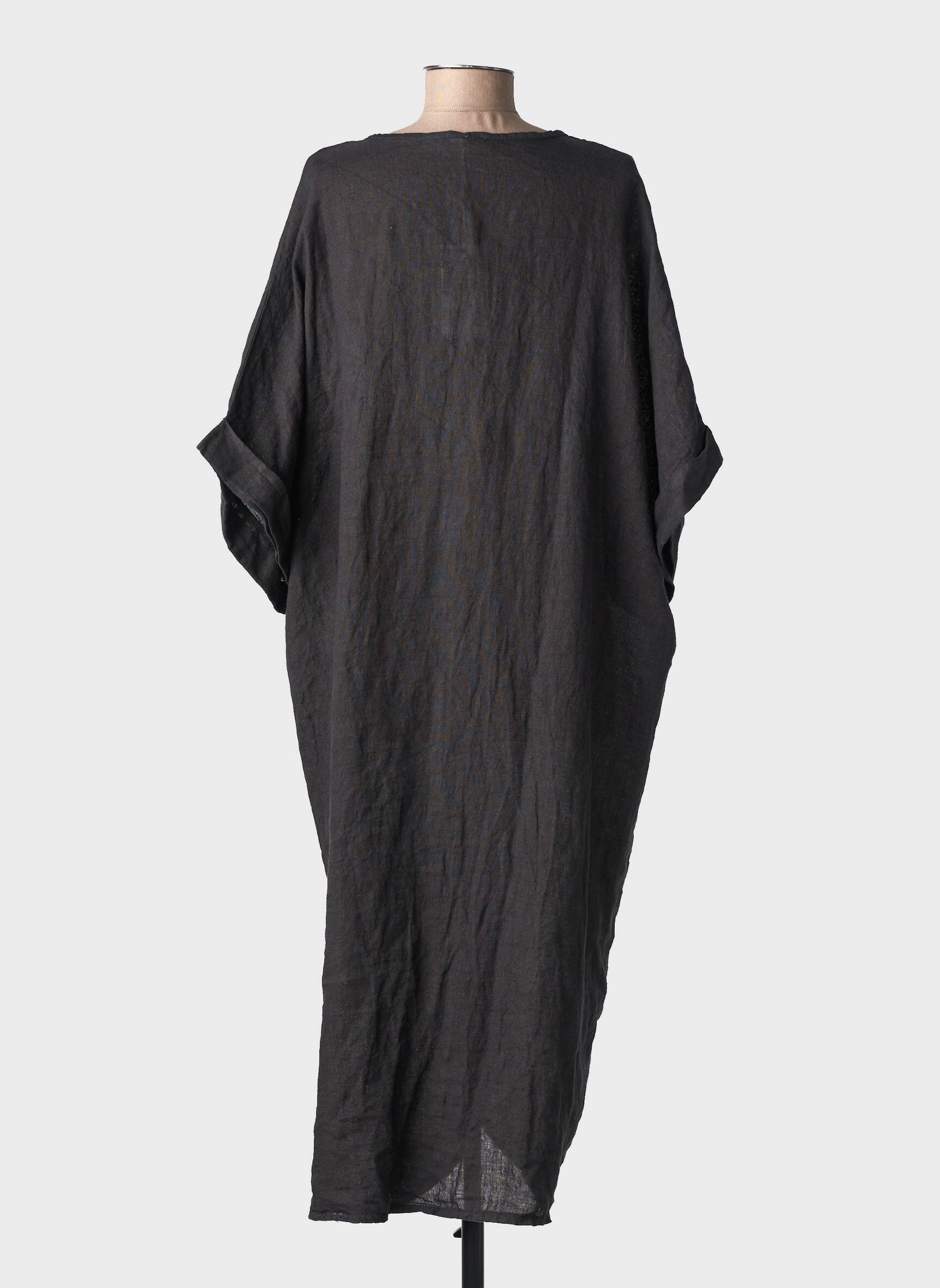 Robe longue manches courtes manches courtes noir MADE IN ITALY femme