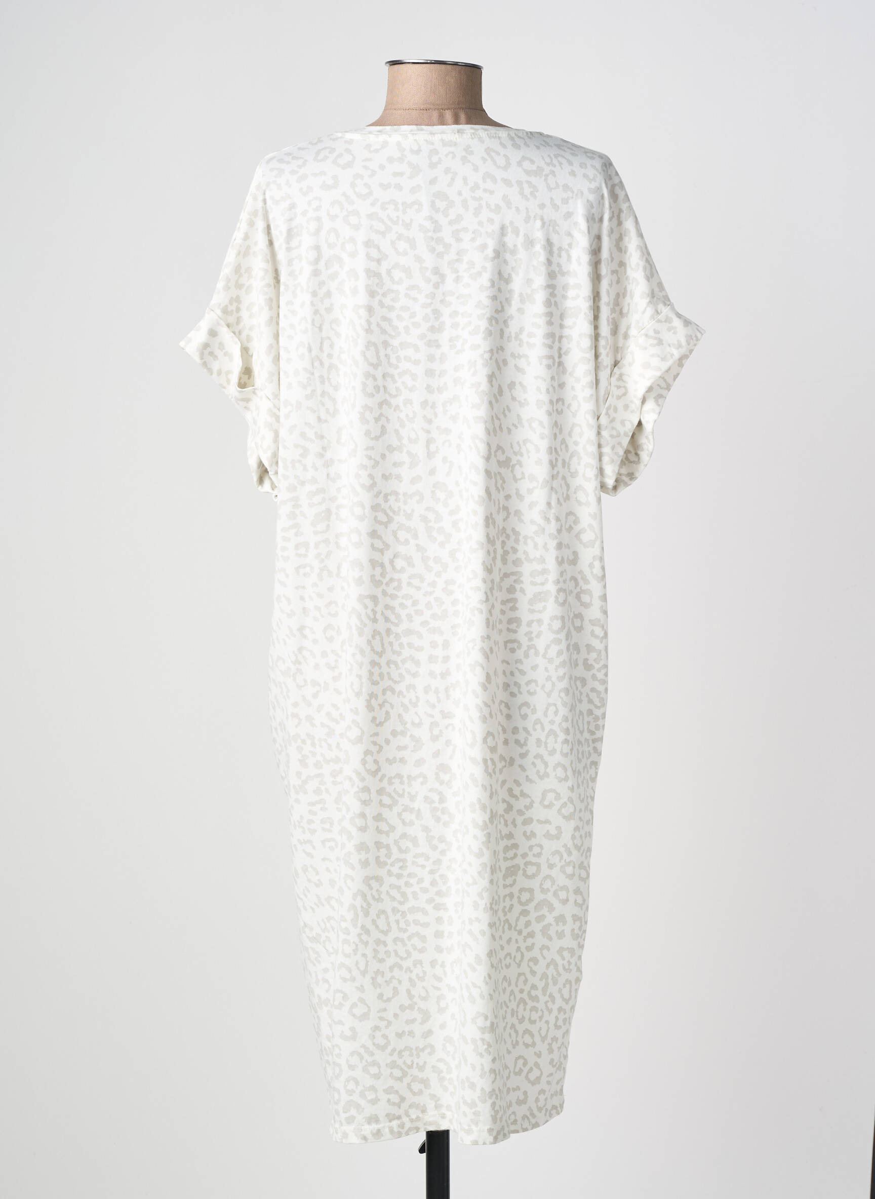 Robe mi-longue manches courtes manches courtes gris MADE IN ITALY femme