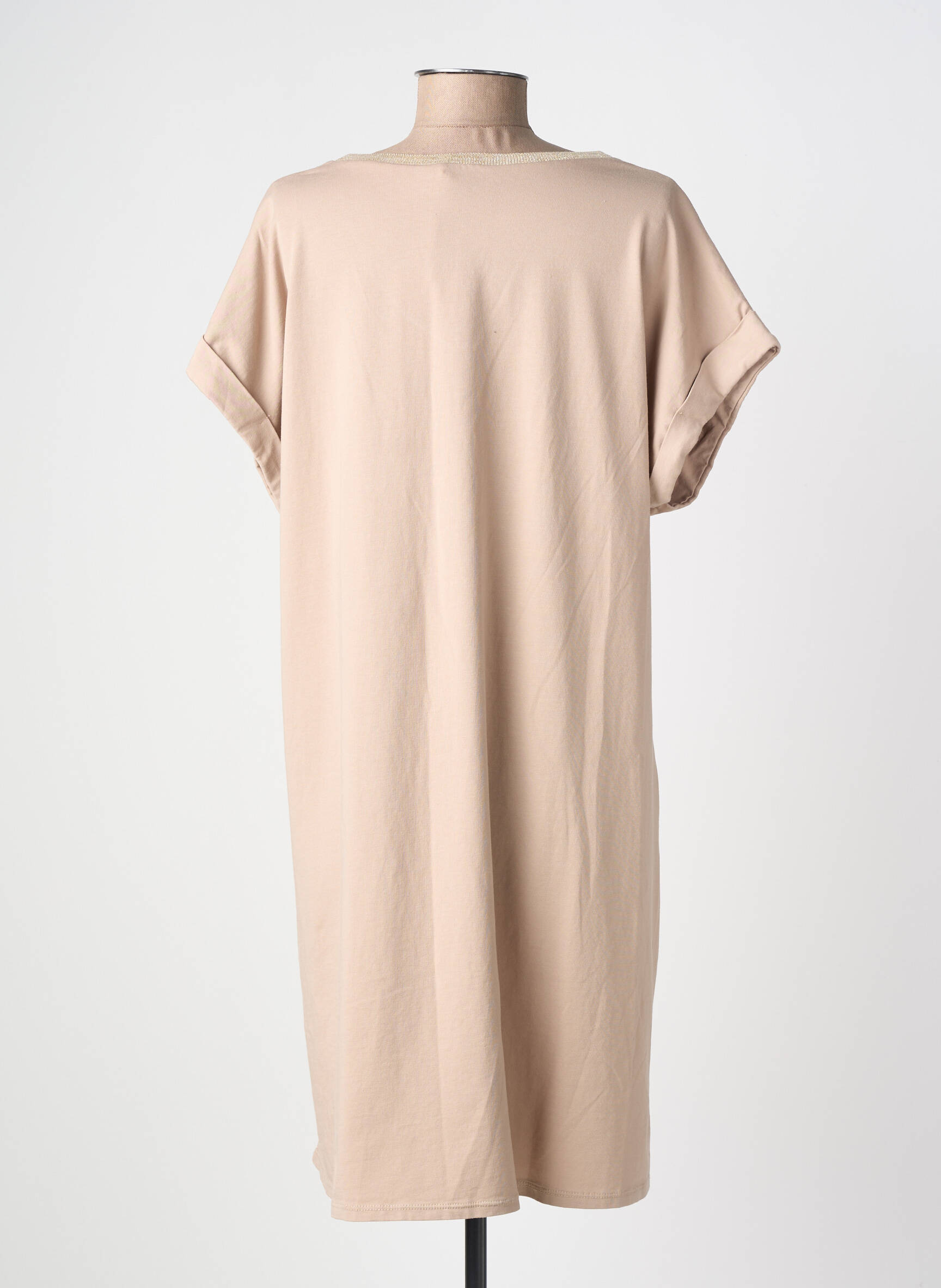 Robe mi-longue manches courtes manches courtes marron IZZY femme