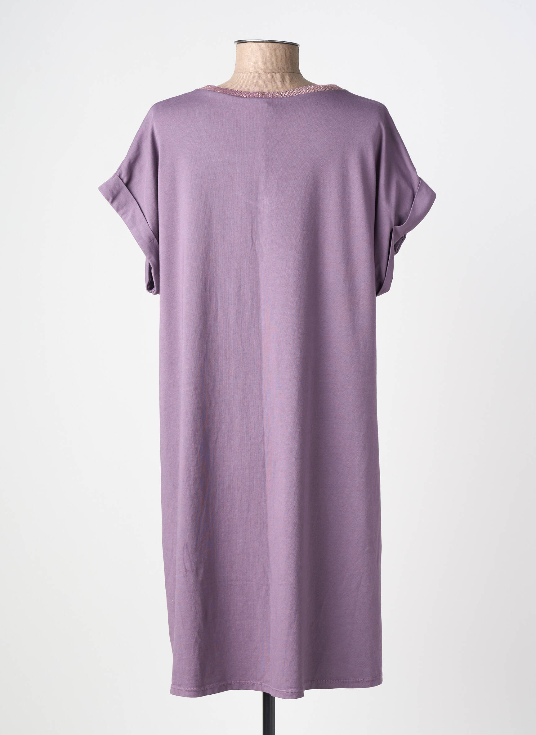 Robe mi-longue manches courtes manches courtes violet IZZY femme