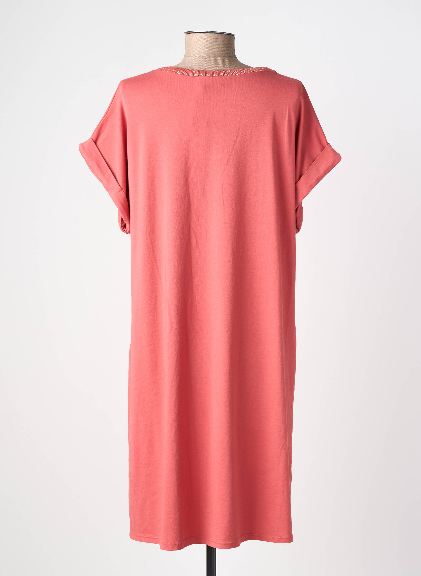 Robe mi-longue manches courtes manches courtes rose IZZY femme