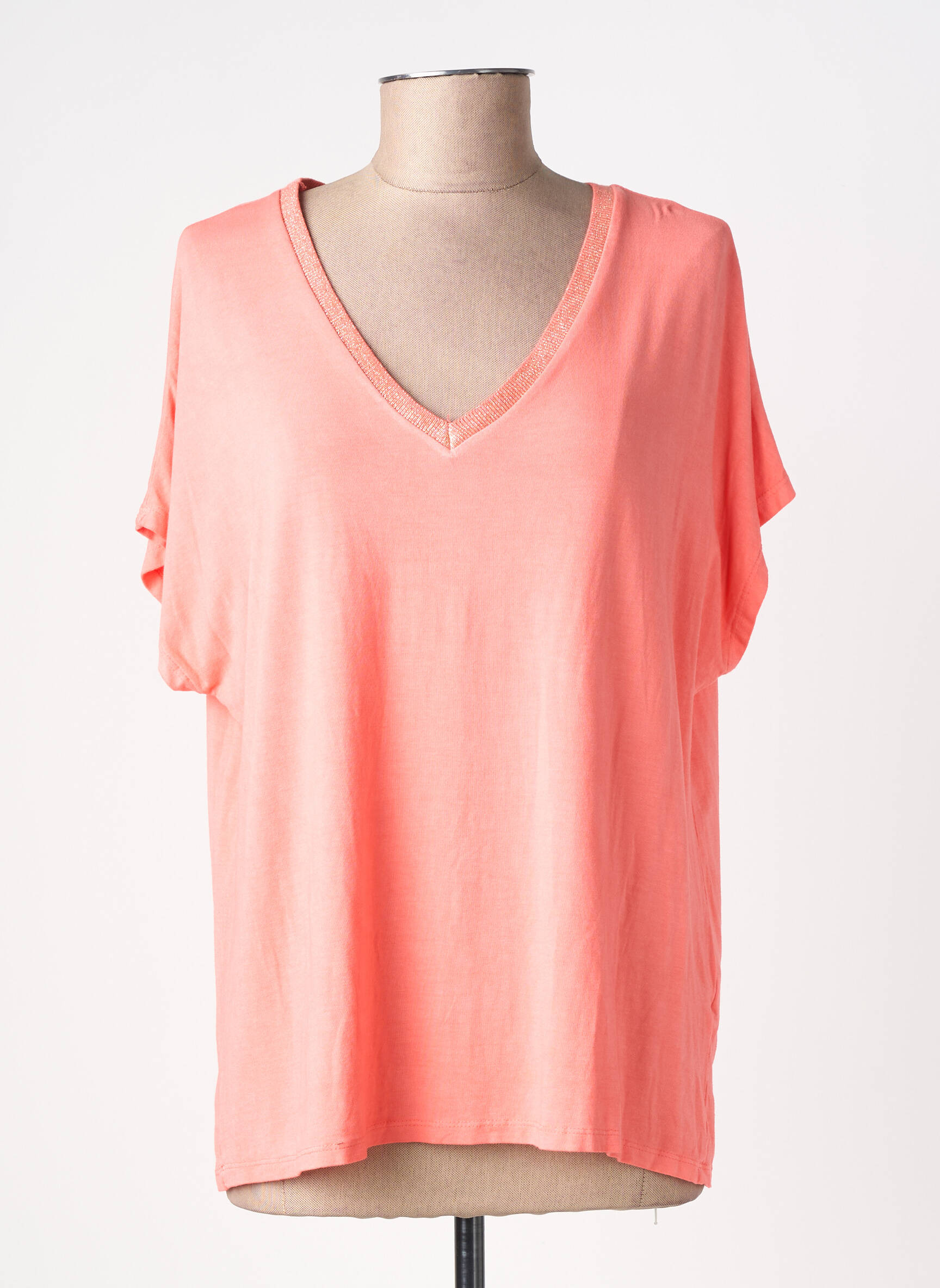 T-shirt coupe droite manches courtes orange IZZY femme
