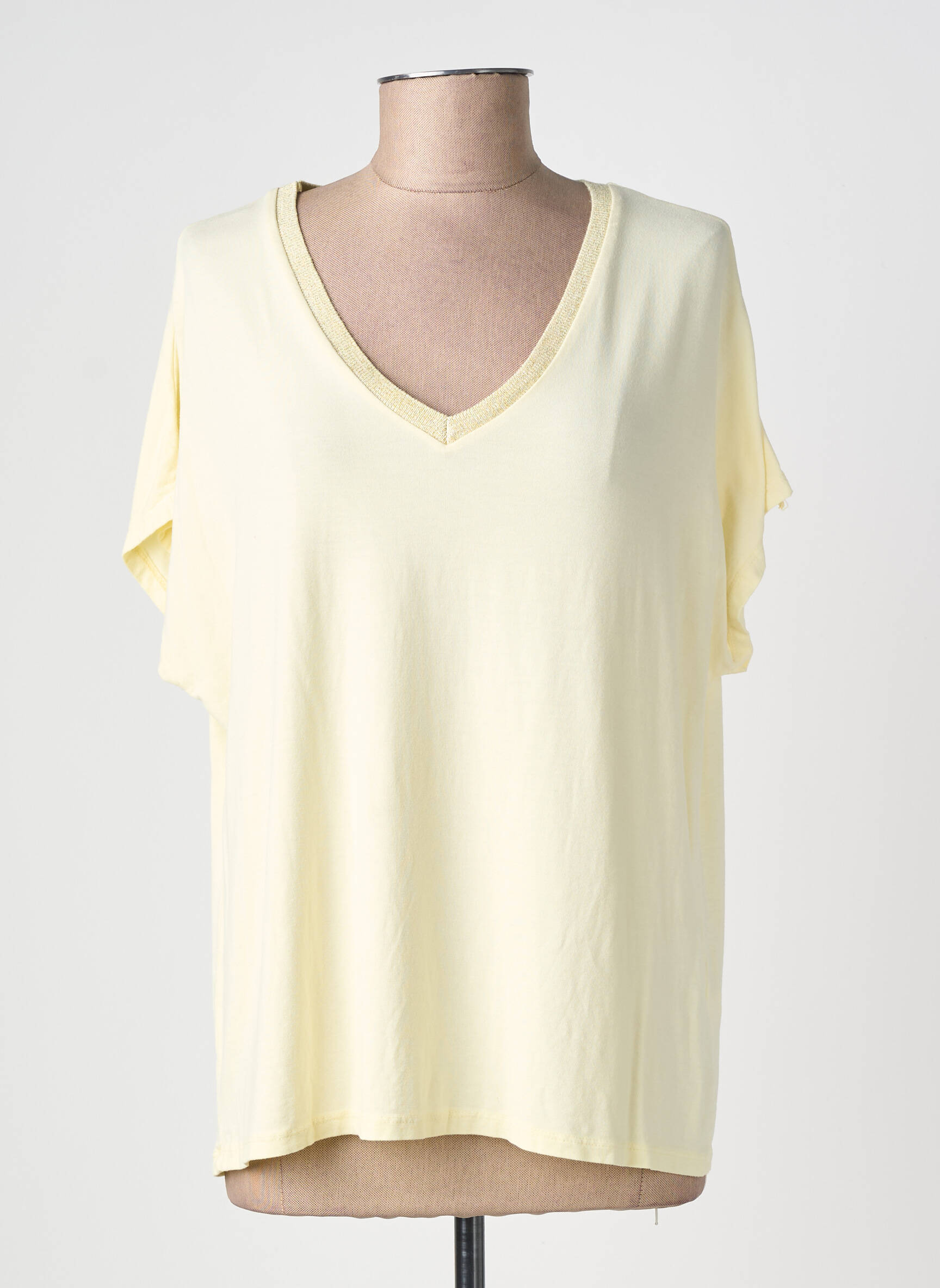 T-shirt coupe droite manches courtes jaune IZZY femme