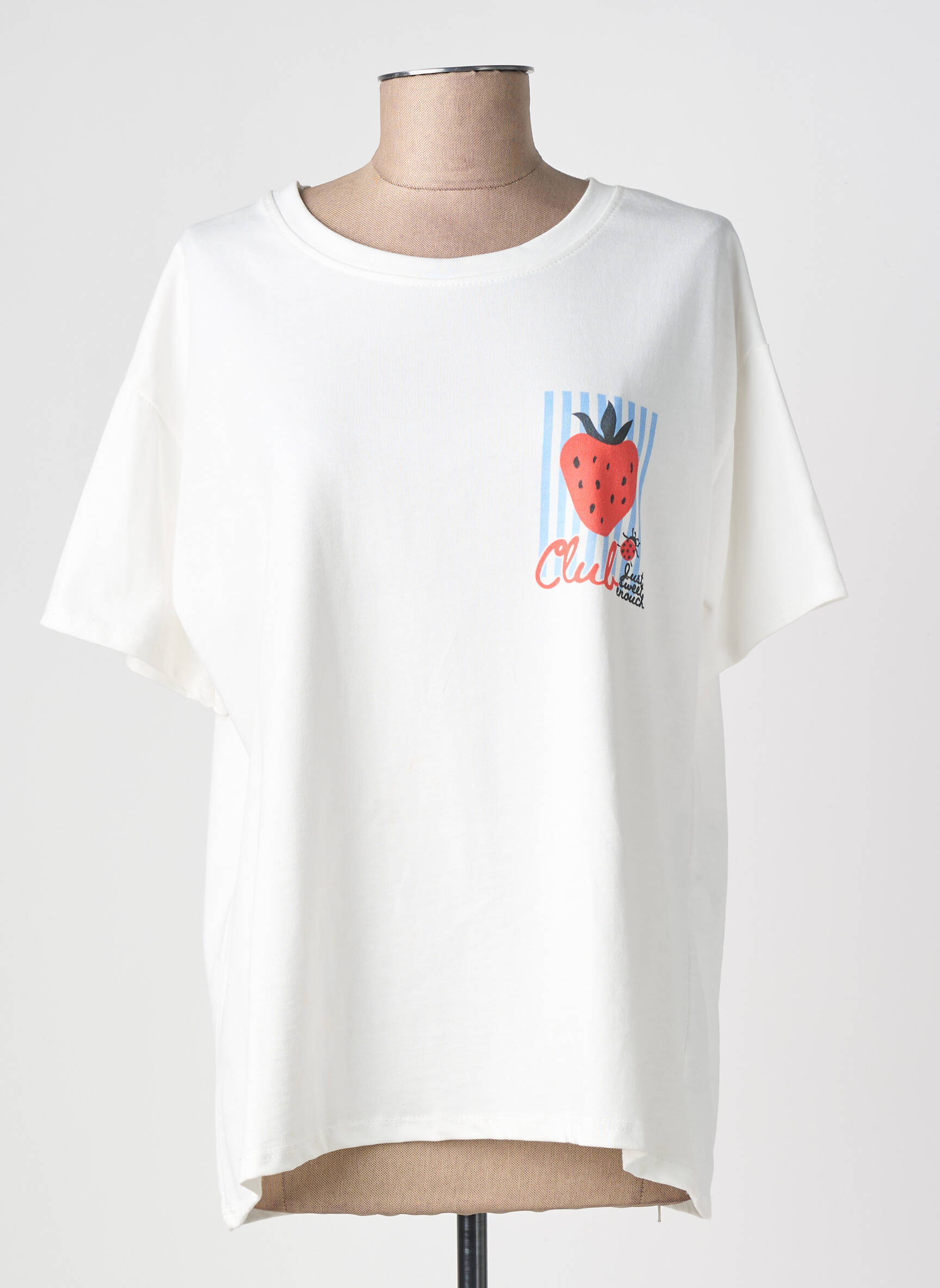 T-shirt imprimé fantaisie manches courtes blanc IZZY femme