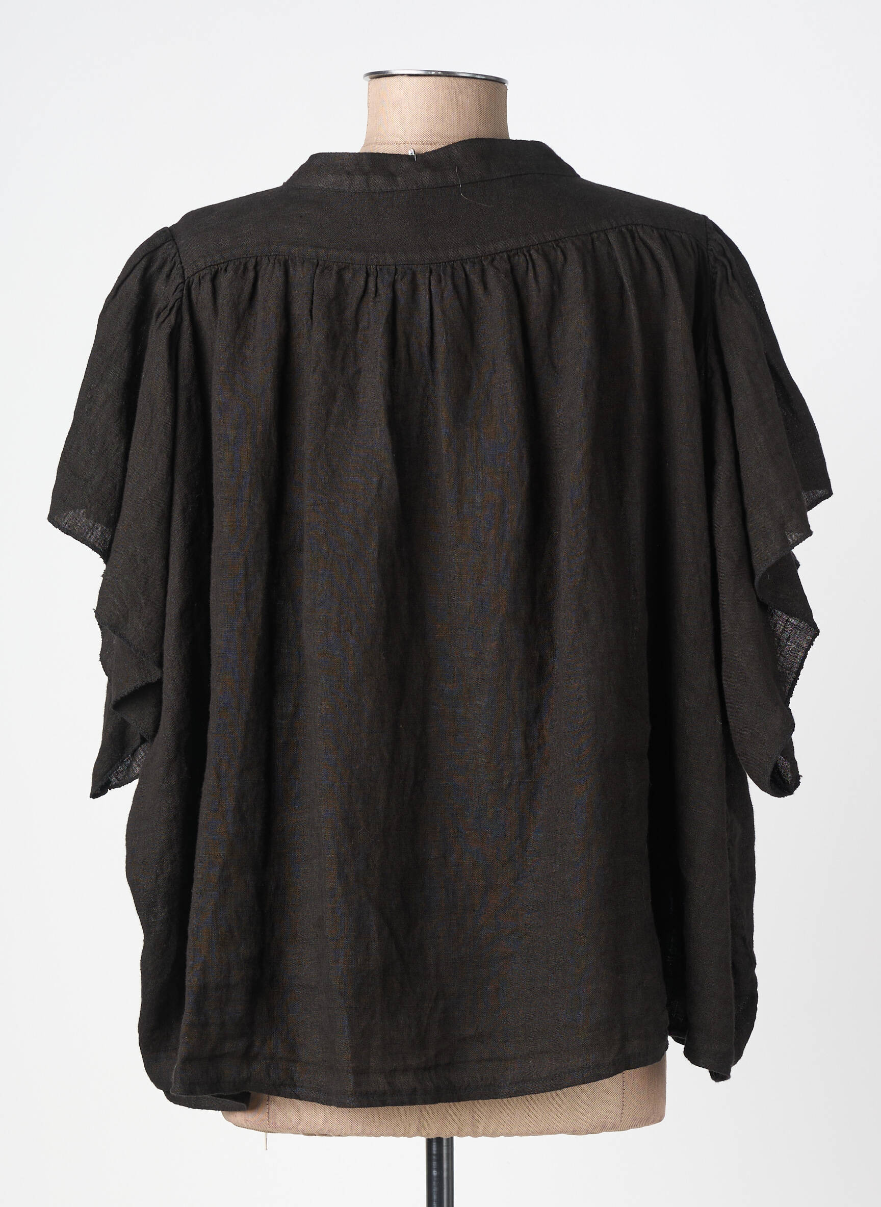 Chemisier manches courtes manches courtes noir FARFALLA femme