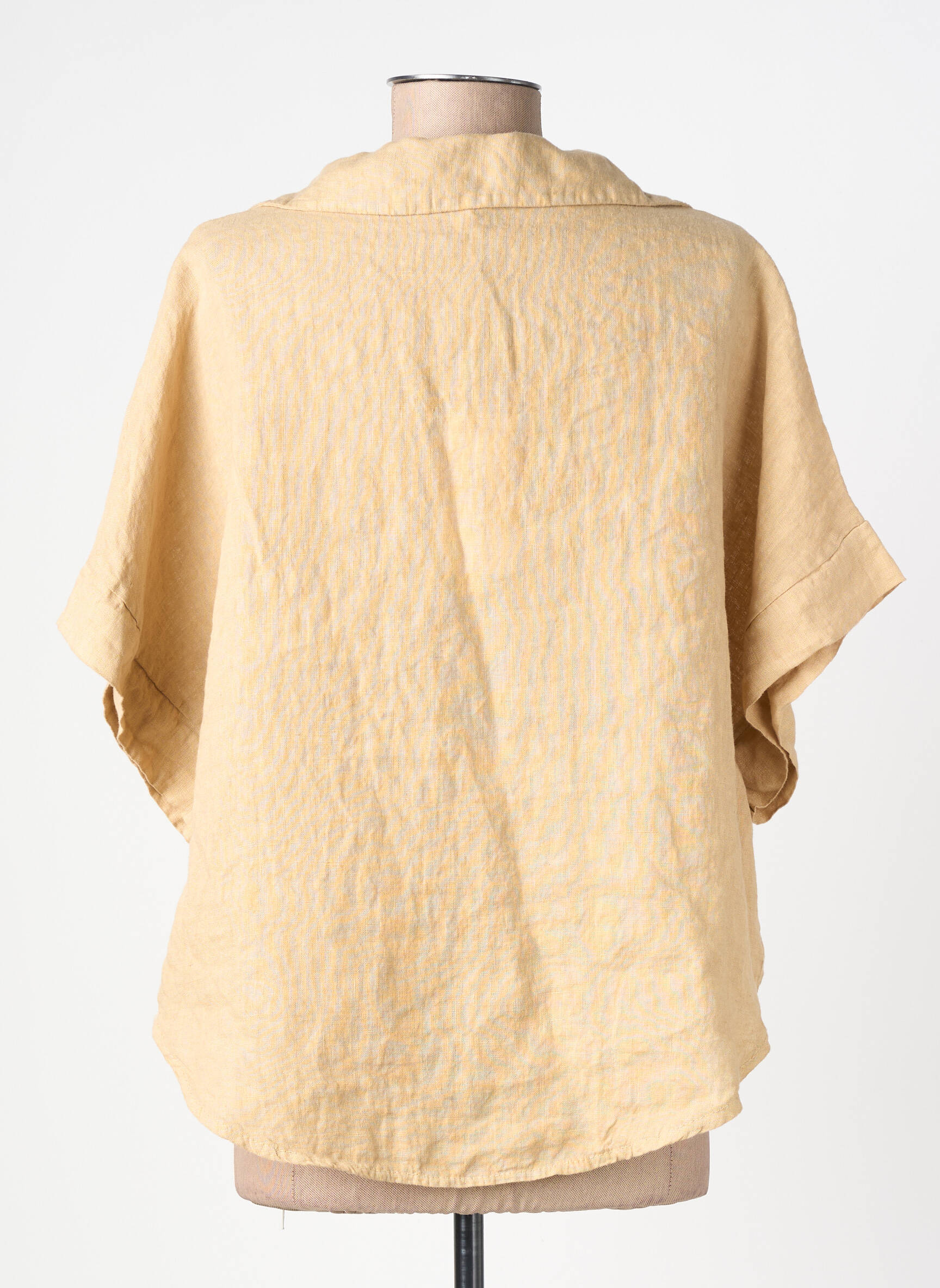 Blouse tissage crêpe manches courtes beige FARFALLA femme
