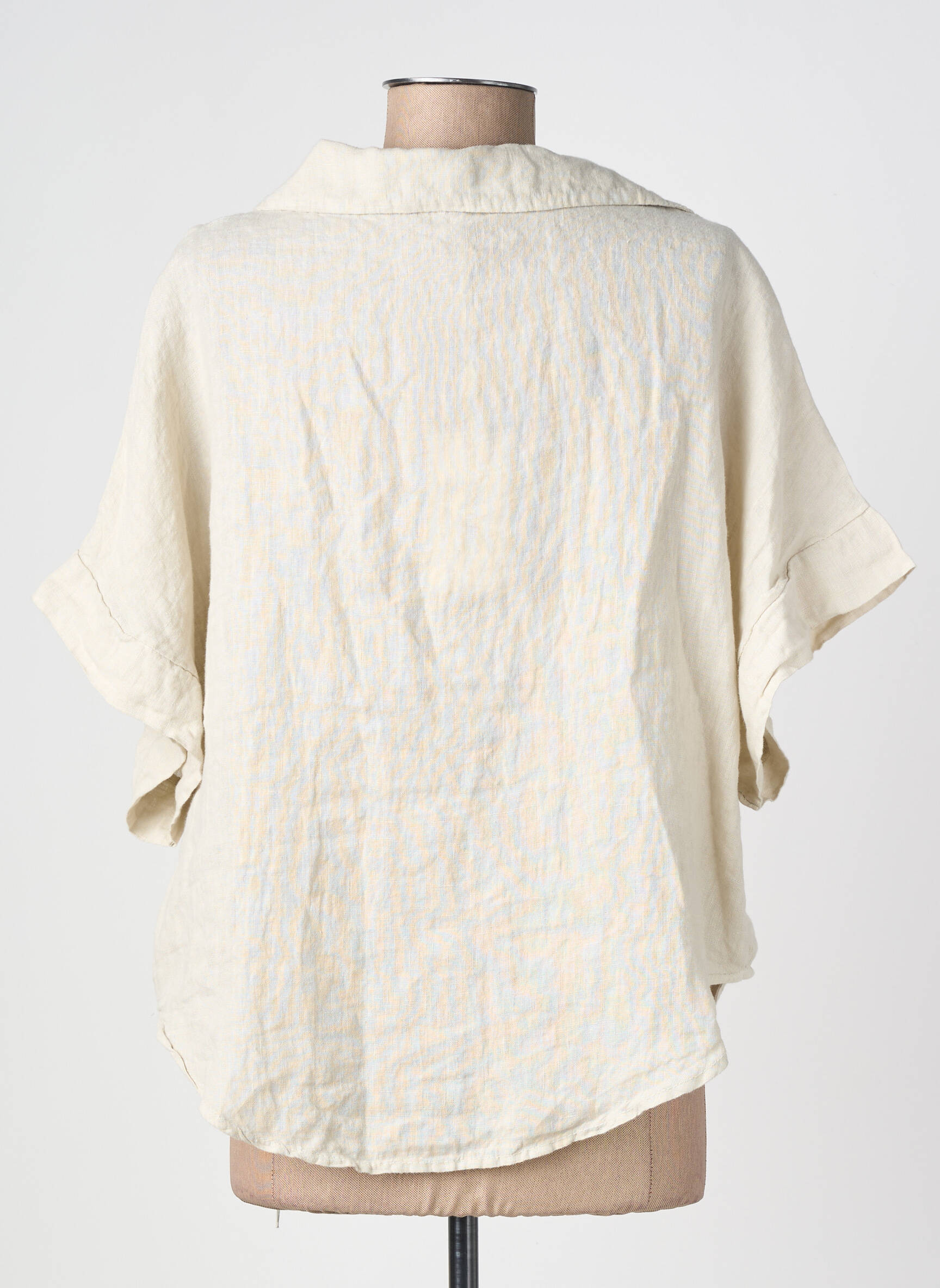 Blouse tissage crêpe manches courtes gris FARFALLA femme