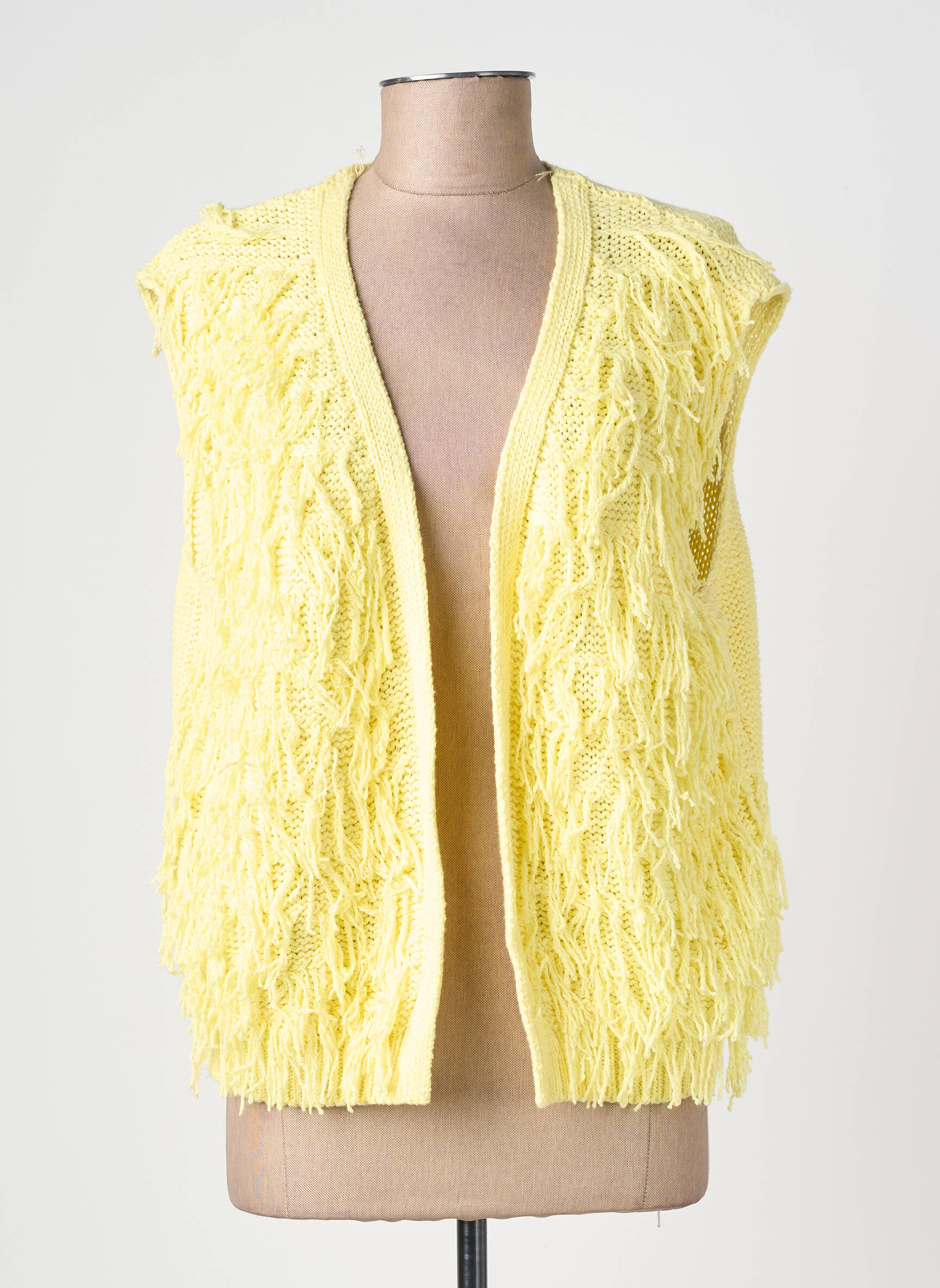 Gilet sans manche col v jaune IZZY femme