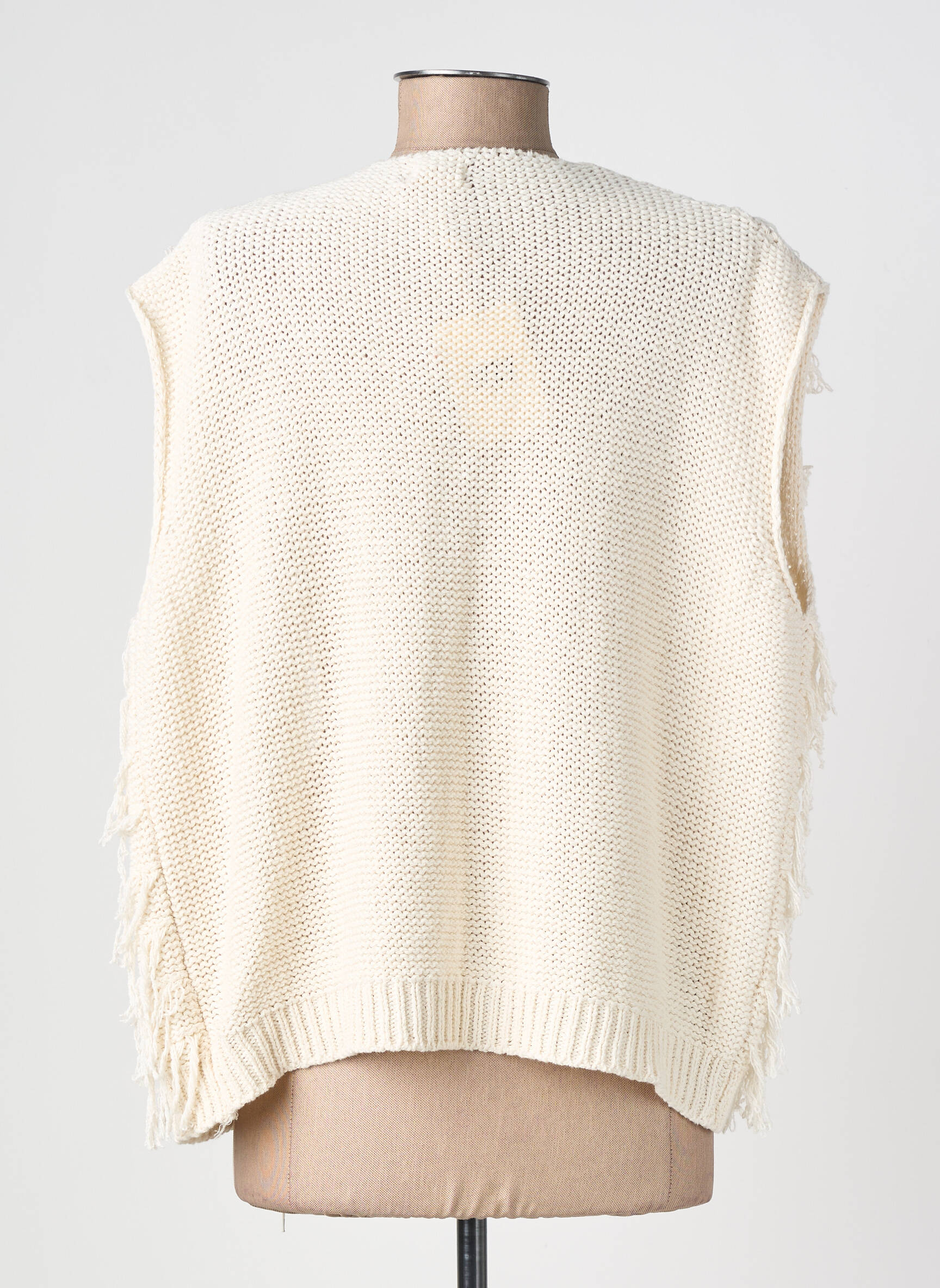 Gilet sans manche col v beige IZZY femme
