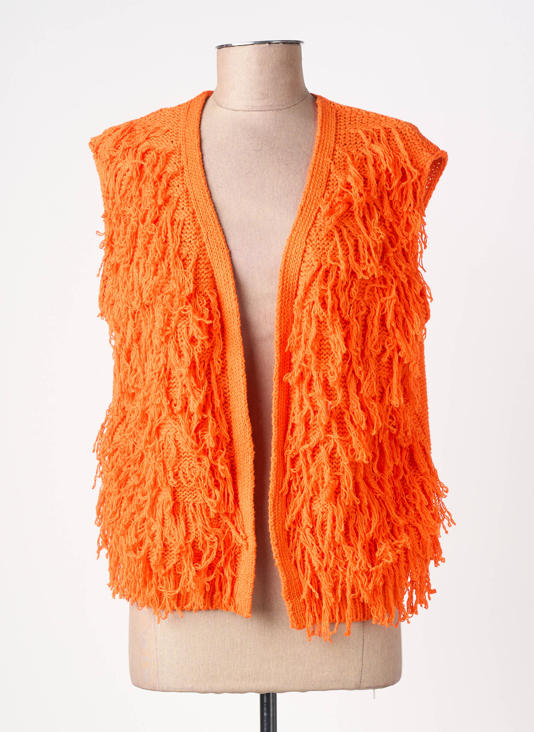 Gilet sans manche col v orange IZZY femme