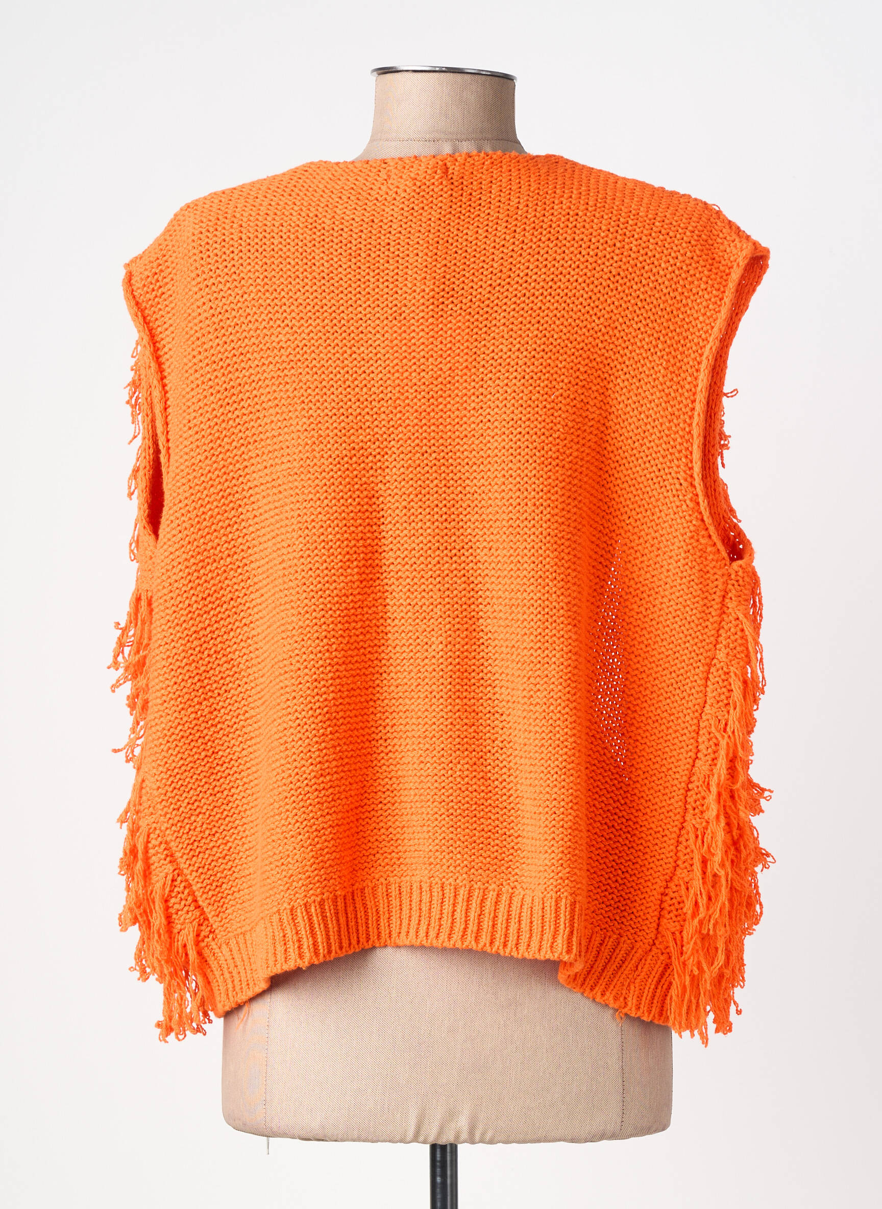 Gilet sans manche col v orange IZZY femme
